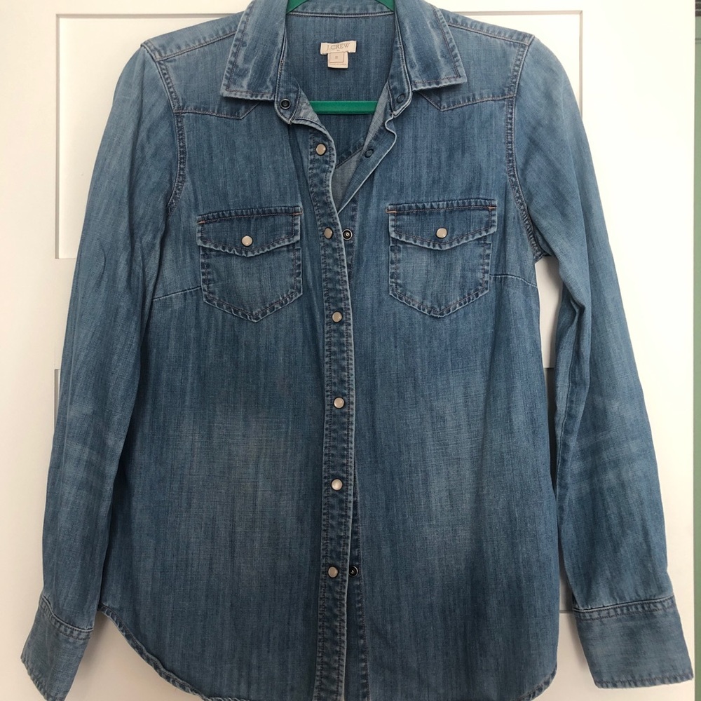 J. Crew Denim Shirt with Pearl Snaps Like New